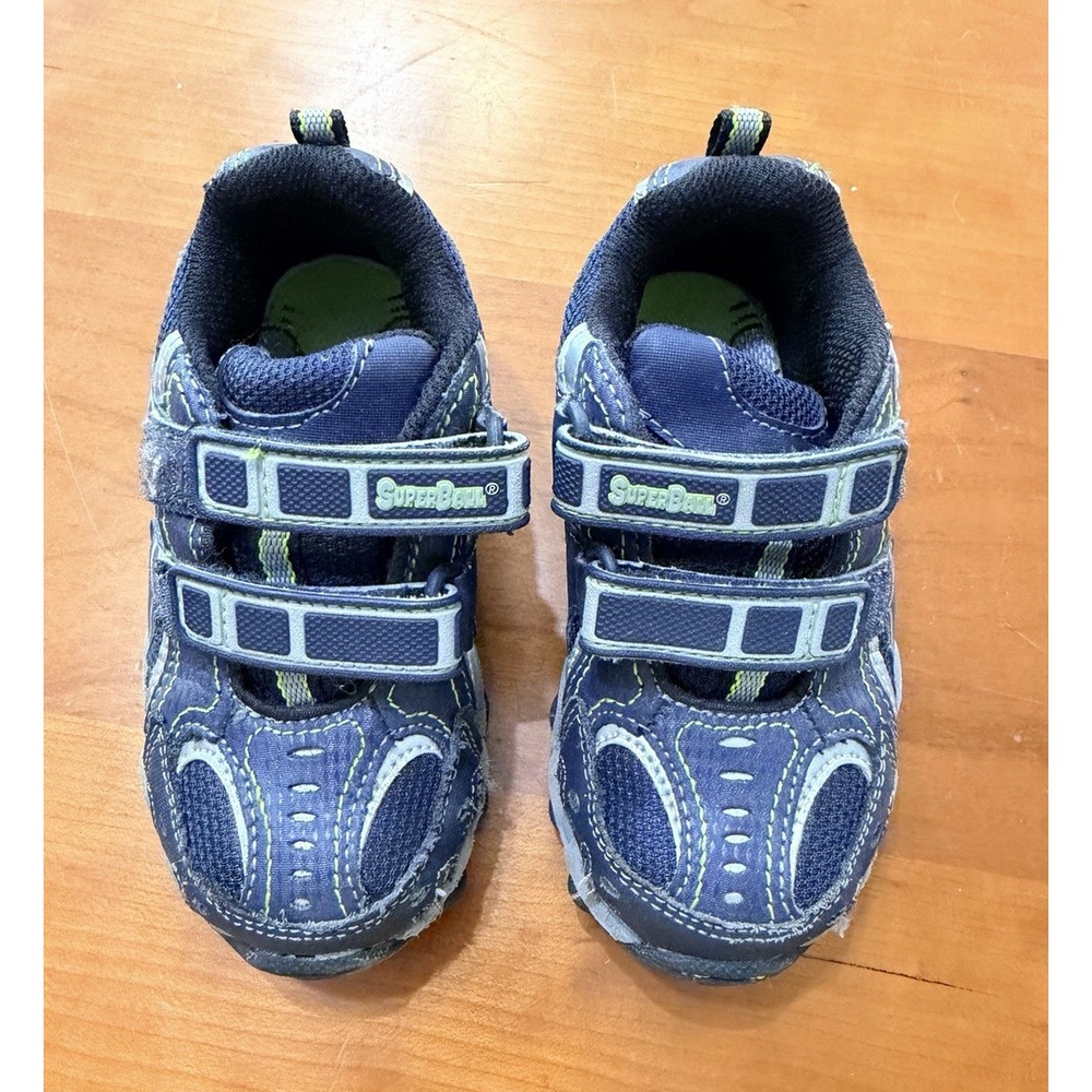 Stride Rite SuperBark Hook & Loop Blue Green Low Top Boys Sneakers